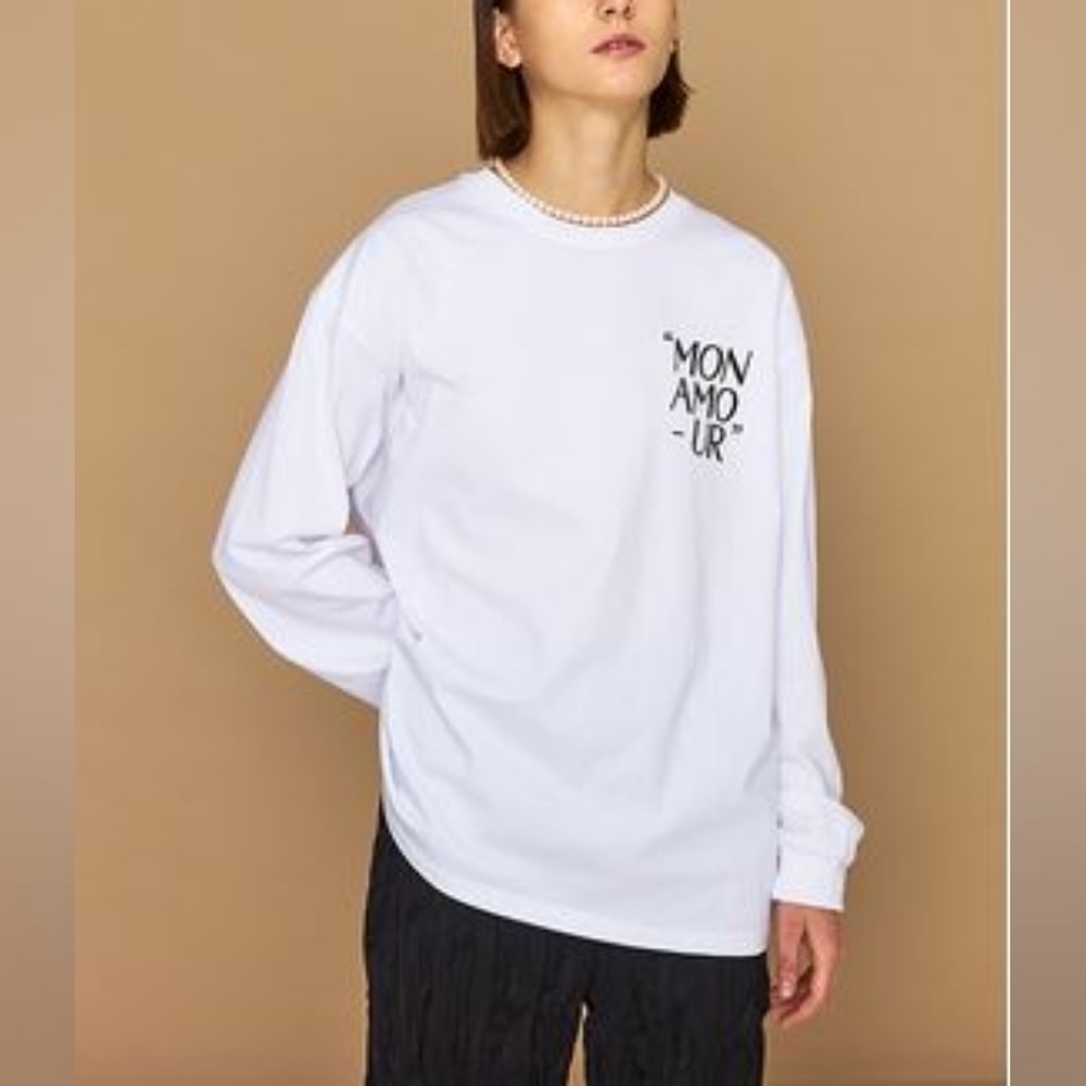 Hidden FOREST MARKET Mon Amour Long Sleeve T-shirt in cream size S (estimated)